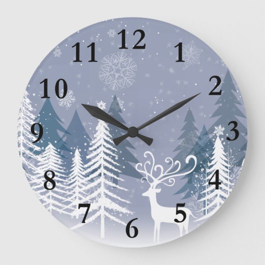 Winterliche Szene (Groß) Wanduhr (Vorderseite)
