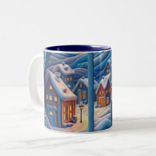 Winterliche Umarmung Zweifarbige Tasse