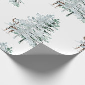 Winterliche Wald Bäume & Hirsche Geschenkpapier (Ecke)