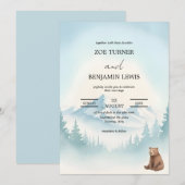 Winterliche Waldgebirgswasserfarben-Hochzeit Einladung (Vorne/Hinten)