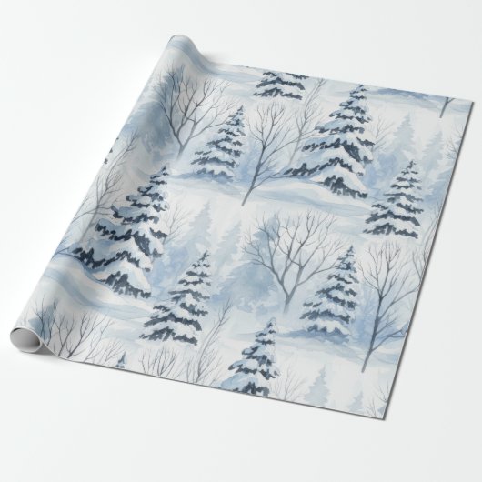 Winterliche Waldserenität – Schnee bedeckte Waldla Geschenkpapier (Ungerollt)