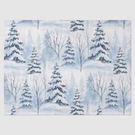 Winterliche Waldserenität – Schnee bedeckter Wald Seidenpapier (Vorderseite)