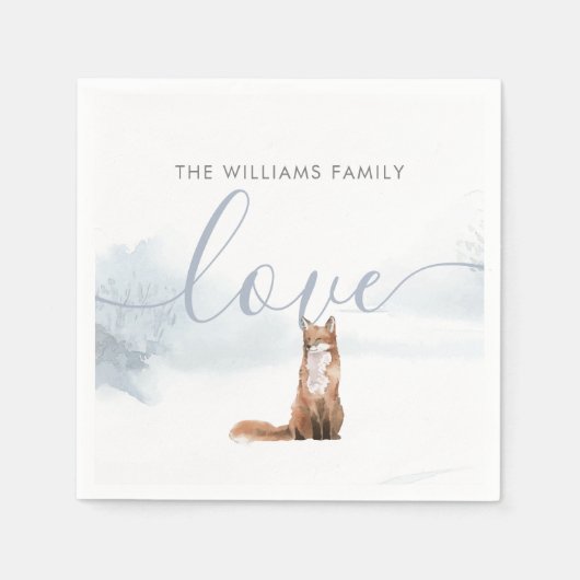 Winterliche Waldszene Fuchs Feiertag Serviette (Vorderseite)