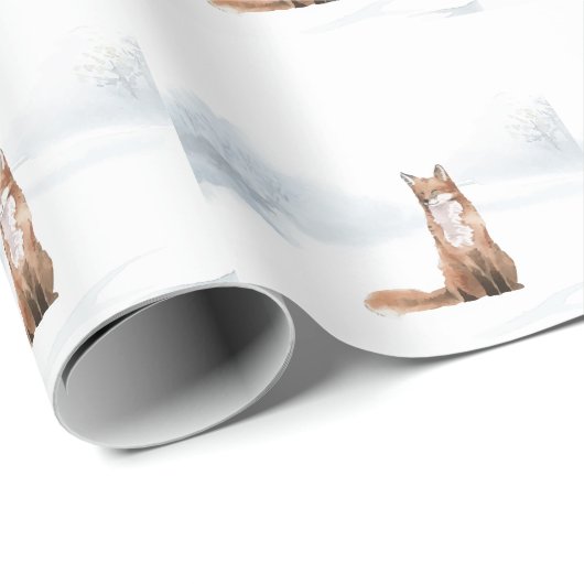 Winterliche Waldszene Fuchs Geschenkpapier (Rolleneckpunkt)