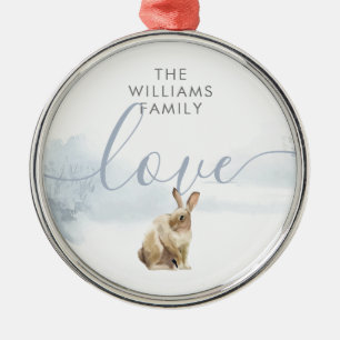Winterliche Waldszene Hase Ornament Aus Metall