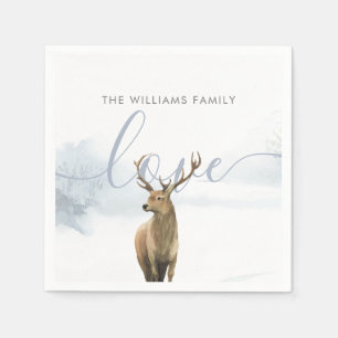 Winterliche Waldszene mit Hirsch - Feiertage Serviette