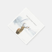 Winterliche Waldszene mit Hirsch - Feiertage Serviette (Ecke)