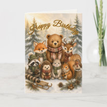Winterliche Waldtierfreunde zum Geburtstag