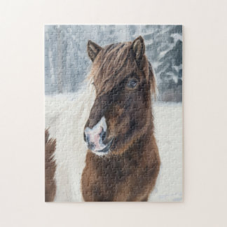 Winterliche Wärme Isländisches Pferd Wasserfarben- Puzzle