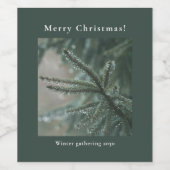 Winterliche Weihnacht mit Frost auf der Kiefer Weinetikett (Einzelnes Label)