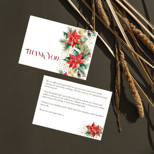 Winterliche Weihnachts-Hochzeit Poinsettie Gold Da Dankeskarte
