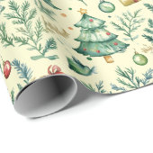 Winterliche Weihnachtslandschaft, Bäume, Geschenke Geschenkpapier (Rolleneckpunkt)