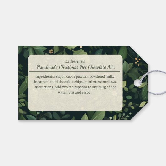 Winterliche Weihnachtsschokoladen-Mischung Geschenkanhänger (Vorderseite (Horizontal))