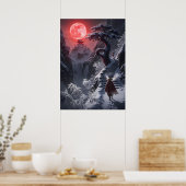 Winterliche Zen-Reise: Roter Mondtempel Poster (Küche)