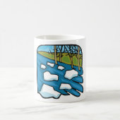 Winterlicher Fluss mit Eisschollen Kaffeetasse (Mittel)