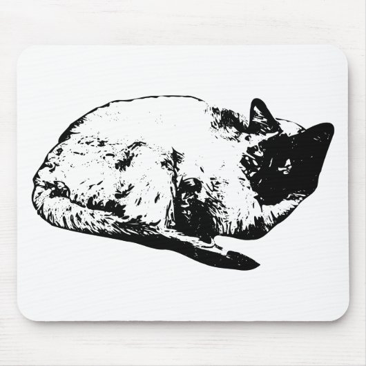 Winterlicher Fokus mit einer ruhenden Katze Mousepad (Vorne)