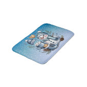 Winterlicher gemütlicher Schneemann Badematte (Schrägansicht)
