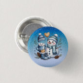 Winterlicher gemütlicher Schneemann Button (Vorne & Hinten)