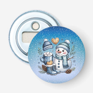 Winterlicher gemütlicher Schneemann Flaschenöffner