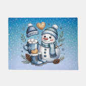 Winterlicher gemütlicher Schneemann Fußmatte (Vorderseite)