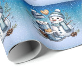 Winterlicher gemütlicher Schneemann Geschenkpapier (Rolleneckpunkt)