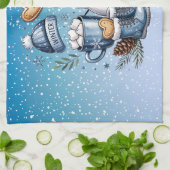 Winterlicher gemütlicher Schneemann Geschirrtuch (Gefaltet)