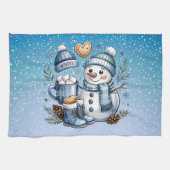 Winterlicher gemütlicher Schneemann Geschirrtuch (Horizontal)