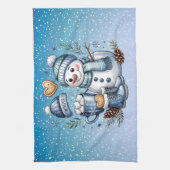 Winterlicher gemütlicher Schneemann Geschirrtuch (Vertikal)