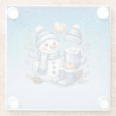 Winterlicher gemütlicher Schneemann Glasuntersetzer (Rückseite)