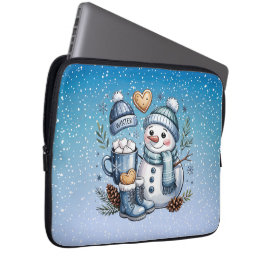 Winterlicher gemütlicher Schneemann Laptopschutzhülle