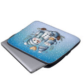 Winterlicher gemütlicher Schneemann Laptopschutzhülle (Vorne Knopf)