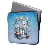 Winterlicher gemütlicher Schneemann Laptopschutzhülle (Vorderseite Links)