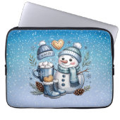 Winterlicher gemütlicher Schneemann Laptopschutzhülle (Vorderseite)