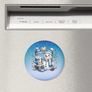 Winterlicher gemütlicher Schneemann Magnet