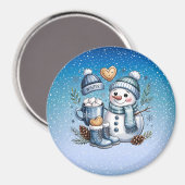 Winterlicher gemütlicher Schneemann Magnet (Vorderseite/Rückseite)