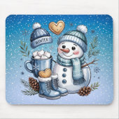 Winterlicher gemütlicher Schneemann Mousepad (Vorne)