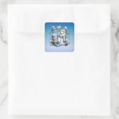 Winterlicher gemütlicher Schneemann Quadratischer Aufkleber (Tasche)