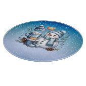 Winterlicher gemütlicher Schneemann Schneidebrett (Ecke)