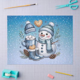 Winterlicher gemütlicher Schneemann Seidenpapier