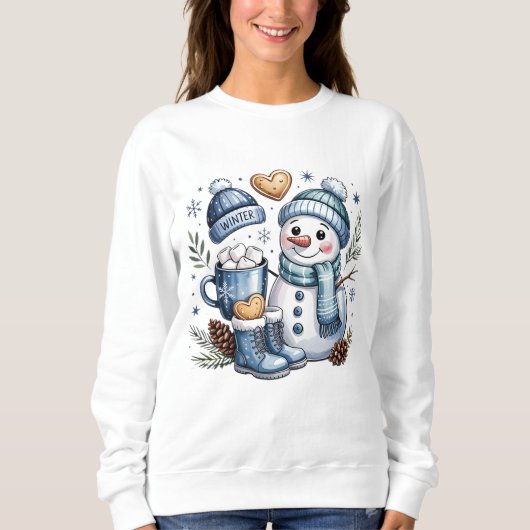 Winterlicher gemütlicher Schneemann Sweatshirt (Vorderseite)