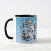 Winterlicher gemütlicher Schneemann Tasse (Links)