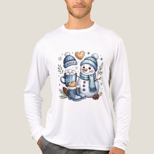 Winterlicher gemütlicher Schneemann Tri-Blend Shirt (Vorderseite)