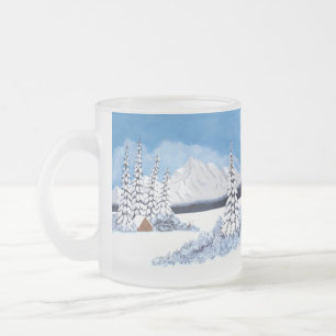 Winterlicher Glasbecher mit Schnee und Frost Mattglastasse