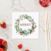 Winterlicher Grünkränze Frohe Papier Serviette (Beispiel)