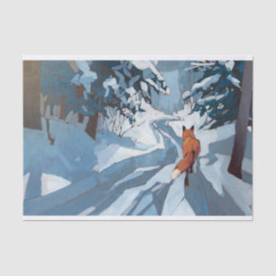Winterlicher Heimweg, einsamer Fuchs im Schnee Seidenpapier