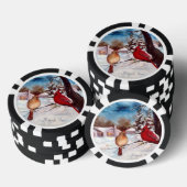Winterlicher Kardinal in Ruhe Pokerchips (Stapel)