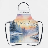 Winterlicher personalisierter Küchen-Schneeseen fü Schürze (Vorderseite)