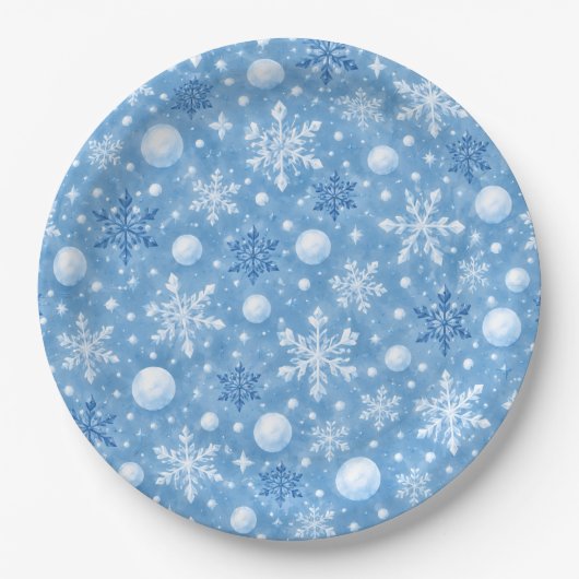 Winterlicher Schnee Pappteller (Vorderseite)