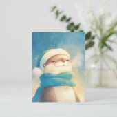 Winterlicher Seeotter-Blauer Schal Postkarte (Stehend Vorderseite)
