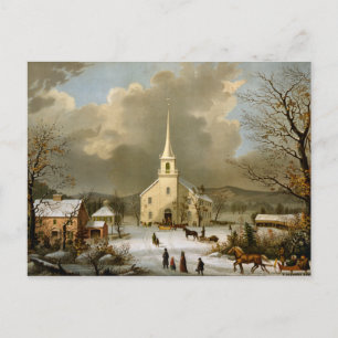 Winterlicher Sonntag in alten Zeiten Postkarte